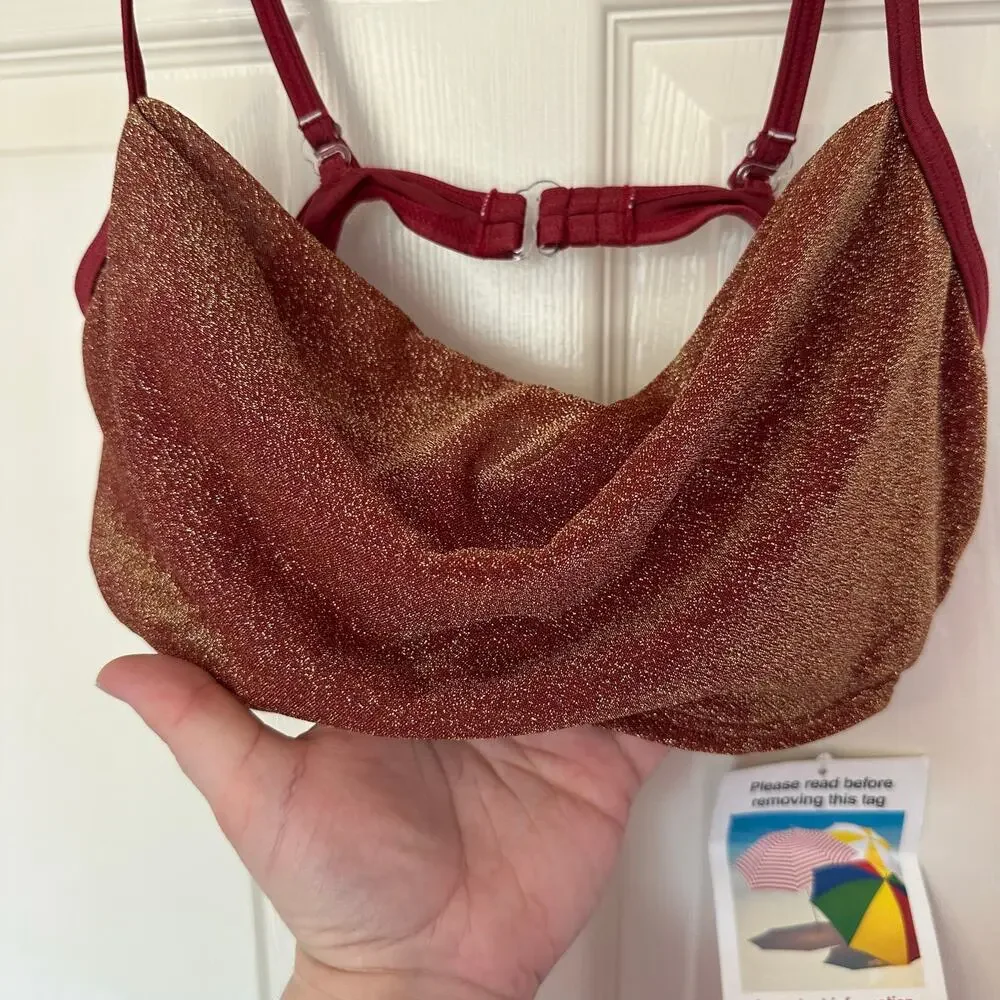 Sun Streak by Newport News NWT Bikini Top Size 12 Shimmer Summer Beach Vacation